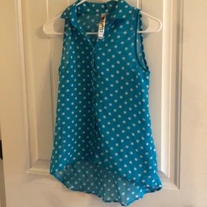 blue polka dot colored tank for youth girls